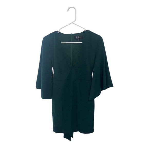 Lulus Glimpse of Glamour Forest Green Bell Sleeve Bodycon Mini Dress | Size S - Picture 4 of 15